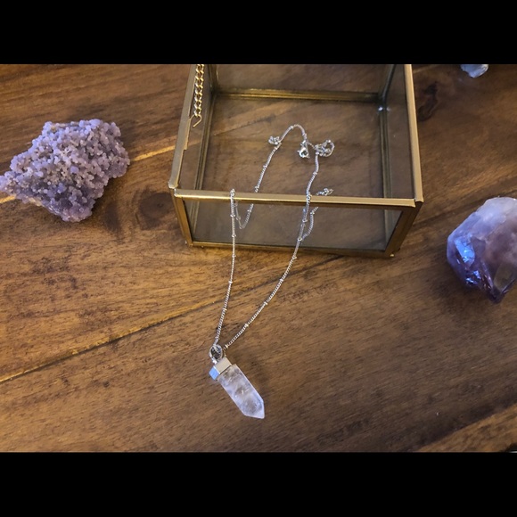 Authentic Clear Quartz Pendant with Dainty Chain - Picture 2 of 6